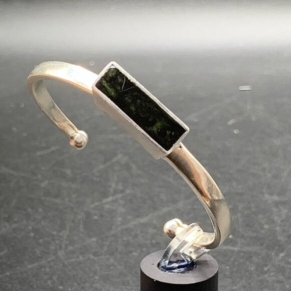 Unusual Sterling Silver & Poured Resin Handcrafted Cuff Bracelet Signed STER PC. - Picture 2 of 8